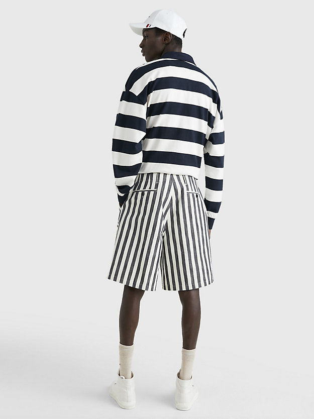 blue breton stripe wide leg bermuda shorts for men tommy hilfiger
