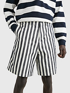 blau gestreifte bermuda-shorts mit weitem bein für herren - tommy hilfiger