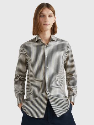 Stripe Silk Shirt | BLUE |