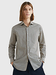blue stripe cotton silk shirt for men tommy hilfiger