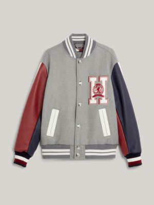 Crest Back Logo Varsity Jacket | GREY | Tommy Hilfiger