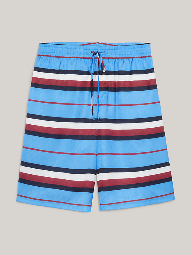 blue crest monogram stripe relaxed shorts for men tommy hilfiger