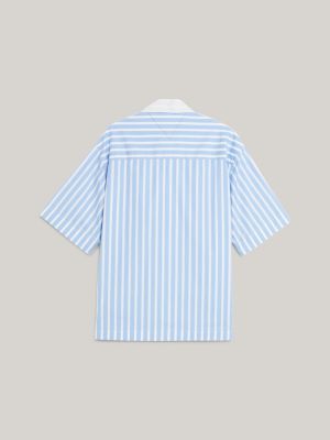 Crest Cuban Collar Relaxed Fit Shirt | BLUE | Tommy Hilfiger