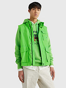groen garment-dyed zeil-bodywarmer voor heren - tommy hilfiger