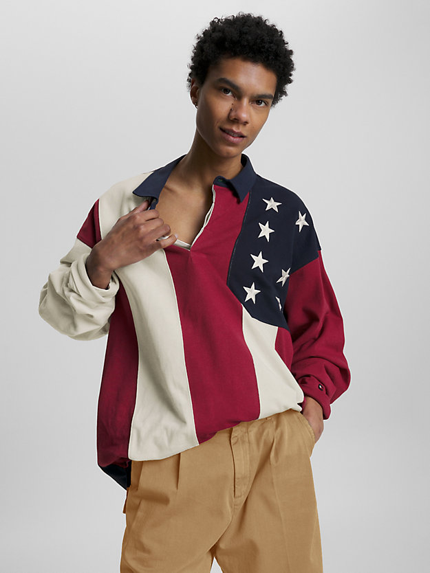 ROUGE / WEATHERED WHITE Tommy Hilfiger x Shawn Mendes Stars And Stripes Rugby Shirt for men TOMMY HILFIGER