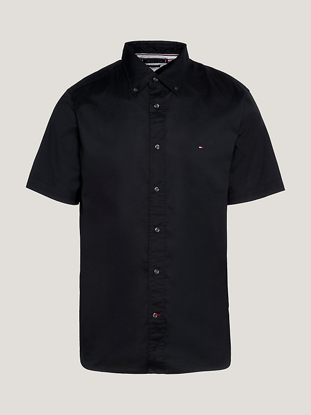chemise coupe standard en popeline flex black pour hommes tommy hilfiger