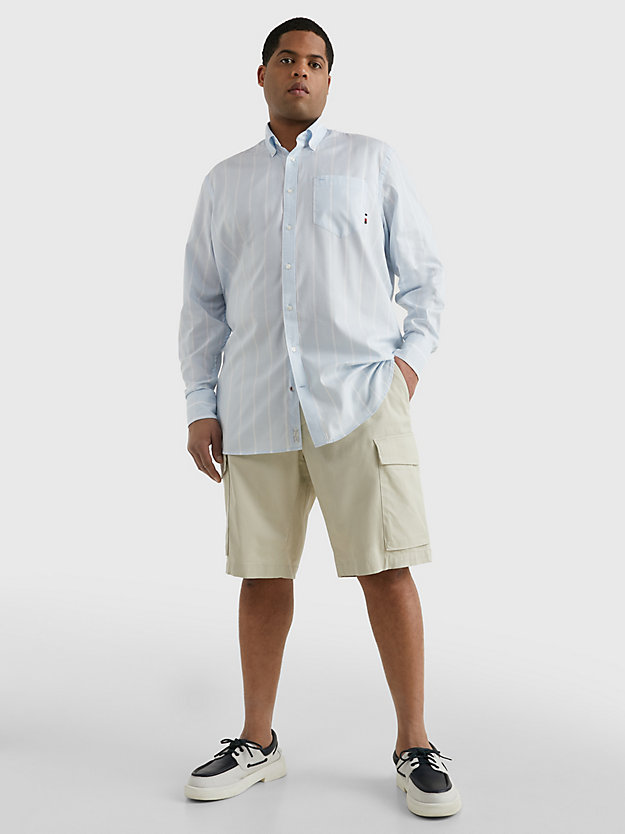 BREEZY BLUE / OPTIC WHITE Plus Stripe Regular Fit Oxford Shirt for men TOMMY HILFIGER