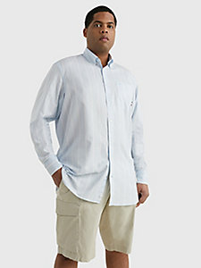 chemise oxford coupe standard plus à rayures bleu pour hommes tommy hilfiger