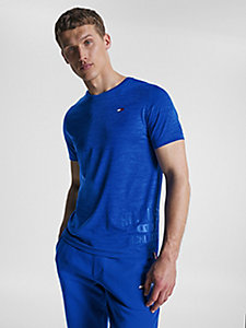 blau sport slim fit t-shirt aus recycling-material für herren - tommy hilfiger