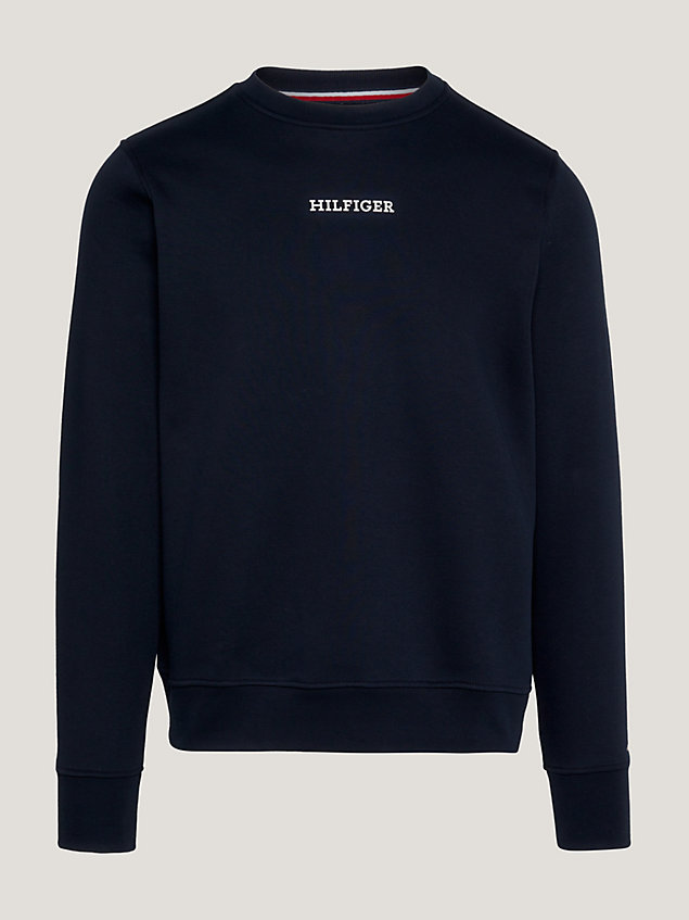 blue flex fleece sweatshirt met hilfiger monotype voor heren - tommy hilfiger