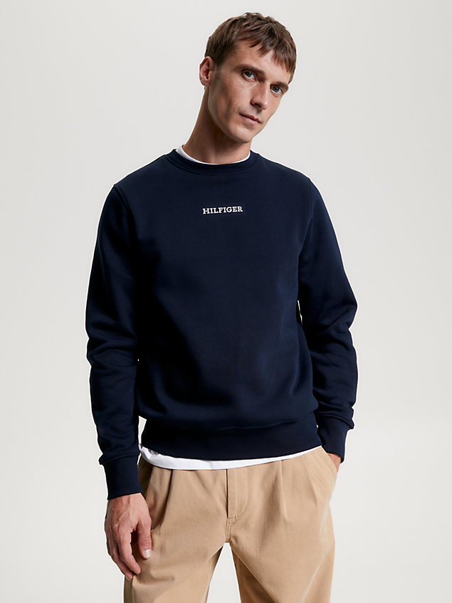 blue hilfiger monotype flex fleece sweatshirt for men tommy hilfiger