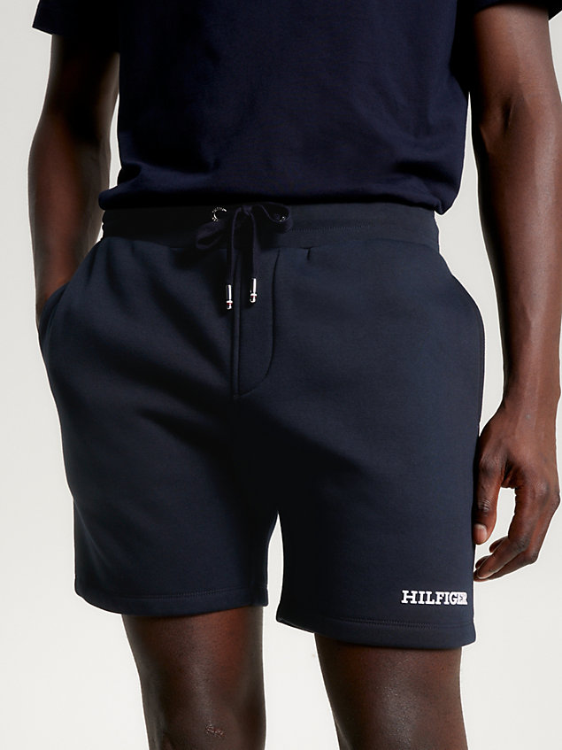 blue hilfiger monotype flex fleece sweat shorts for men tommy hilfiger