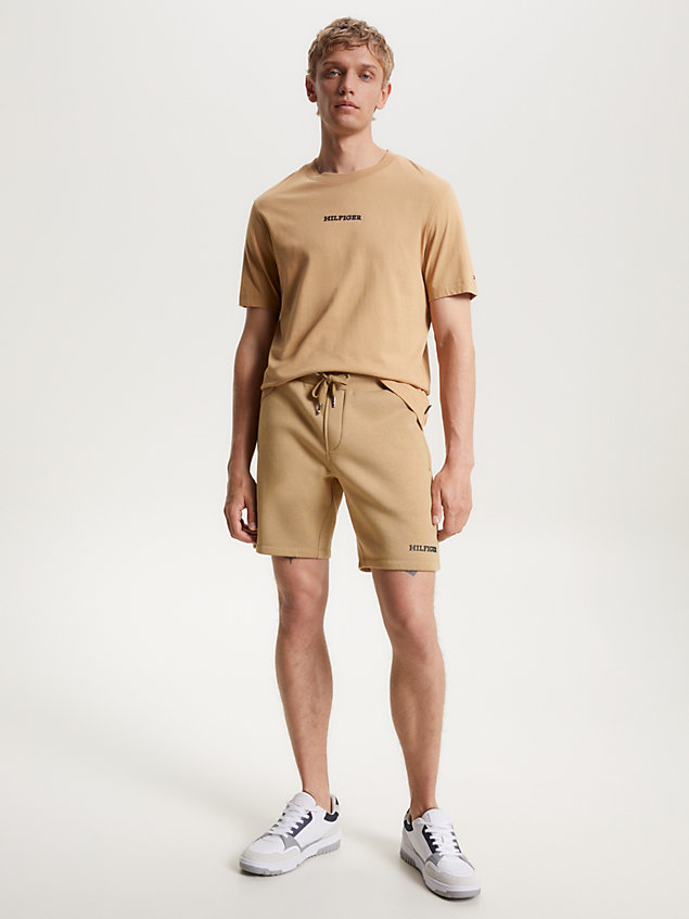 khaki hilfiger monotype flex fleece sweat shorts for men tommy hilfiger