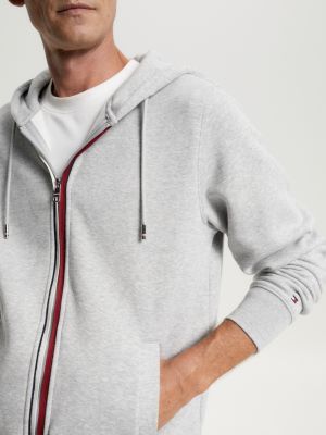 Tommy hilfiger icon stripe logo print hoodie in grey on sale marl