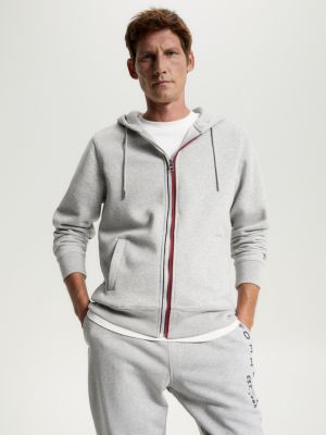 Global Stripe Zip-Thru Hoody, Grey