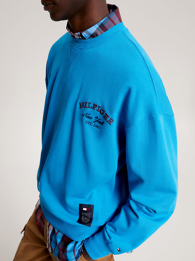 blue prep crew neck archive fit jumper for men tommy hilfiger