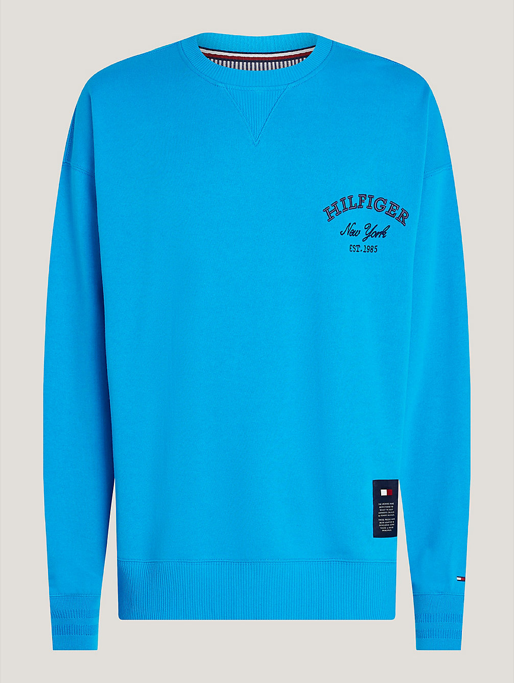 blue sweter z okrągłym dekoltem z kolekcji prep dla mężczyźni - tommy hilfiger