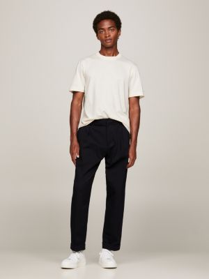 beige t-shirt aus mercerisierter baumwolle mit flag für herren - tommy hilfiger