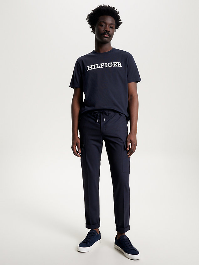 blue hilfiger monotype embroidery archive fit t-shirt for men tommy hilfiger