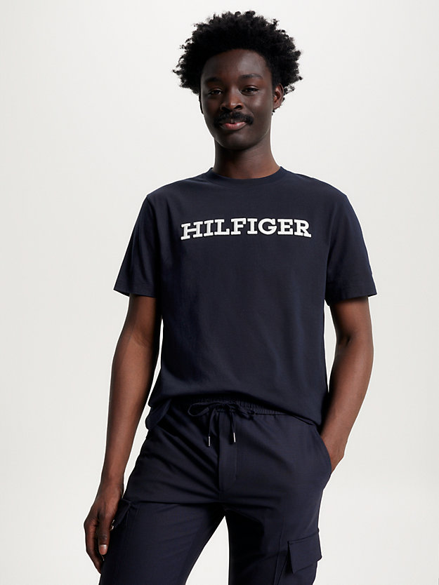 Hilfiger Monotype Embroidery Archive Fit T-Shirt | Blue | Tommy Hilfiger