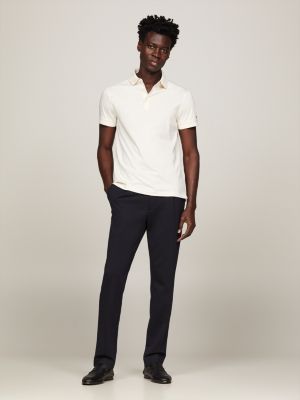 beige slim fit poloshirt mit kontrast-details für herren - tommy hilfiger