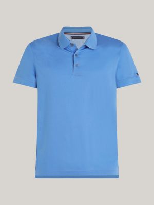 Tonal Tipped Mercerised Slim Fit Polo, Blue