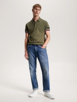 Slim fit polo met monotype logo Khaki Tommy Hilfiger