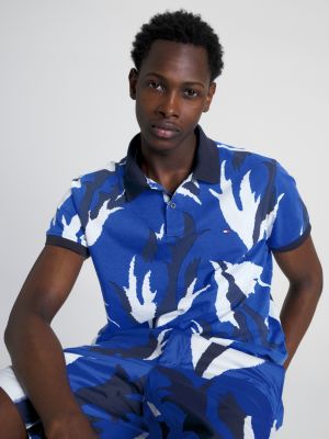 Blue floral outlet polo