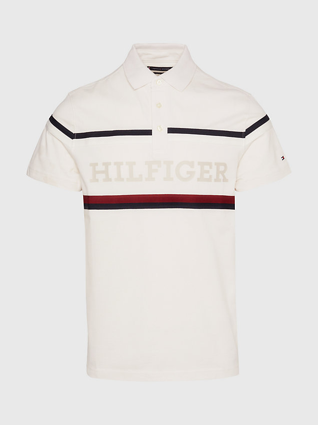 beige hilfiger monotype global stripe regular fit polo for men tommy hilfiger
