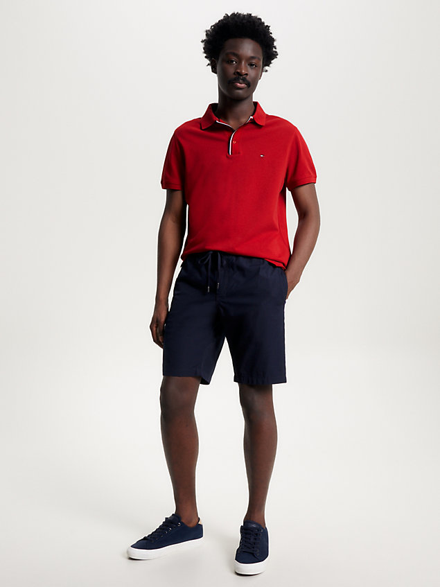 red regular fit polo met signature-placketfront voor heren - tommy hilfiger