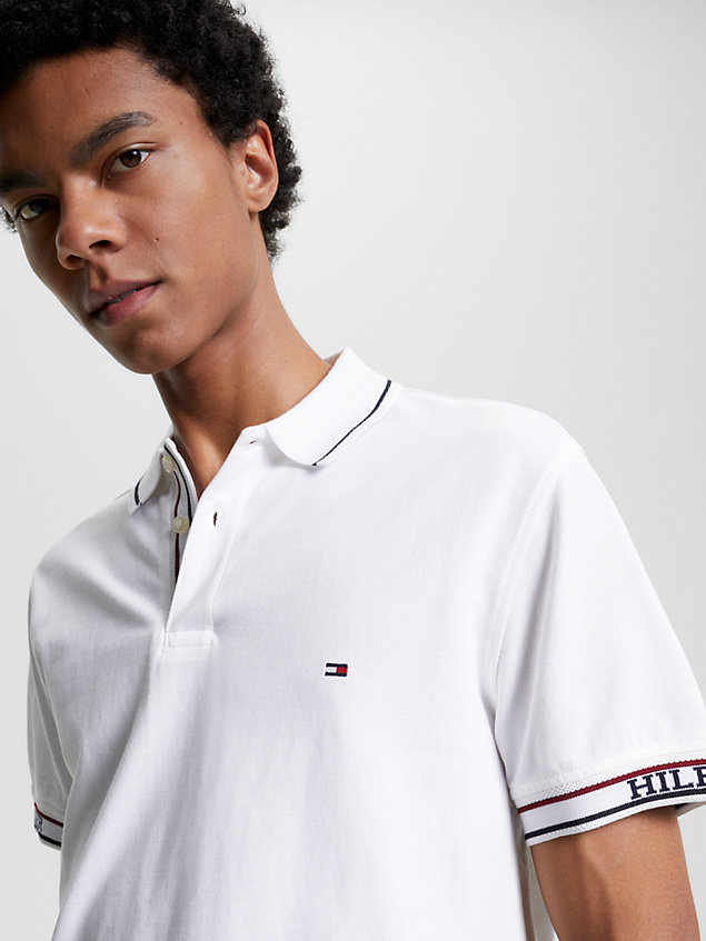 white contrast tape regular fit polo for men tommy hilfiger
