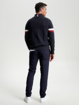 Global Stripe Half-Zip Mock Neck Jumper | BLUE | Tommy Hilfiger