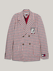 red disney x tommy check relaxed fit blazer for men tommy hilfiger