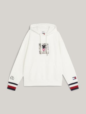 felpa disney x tommy relaxed fit con patch bianco da uomo tommy hilfiger