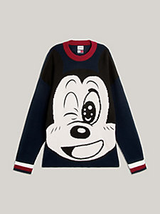 pullover disney x tommy relaxed fit con grafica blu da uomo tommy hilfiger