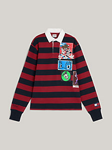 polo rugby disney x tommy relaxed fit con patch rosso da uomo tommy hilfiger