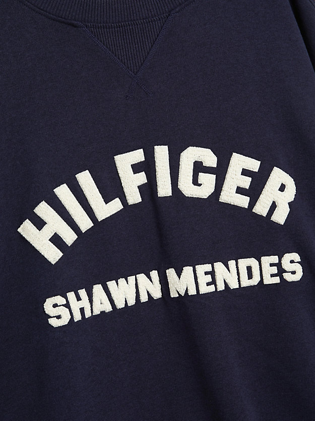 CARBON NAVY Tommy Hilfiger x Shawn Mendes sweatshirt met appliqué voor heren TOMMY HILFIGER