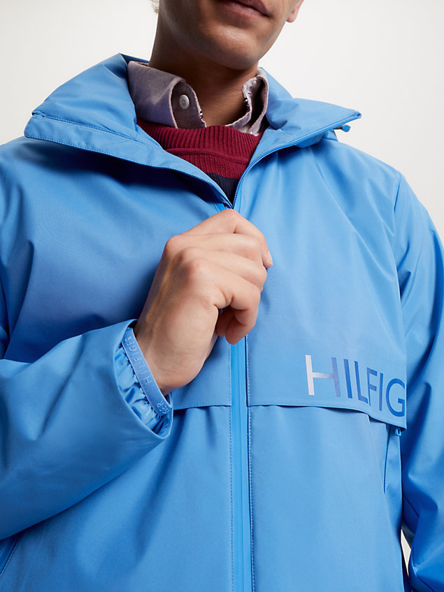 blue th protect hooded zip-thru sail jacket for men tommy hilfiger