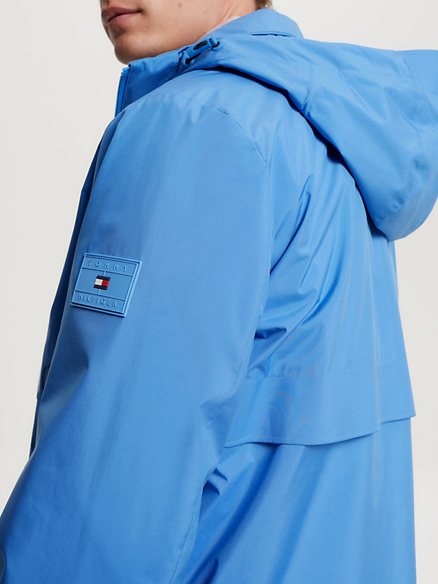 giacca th protect stile nautico con cappuccio blue da uomo tommy hilfiger