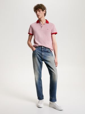 Mouliné Tipped Fit Tommy Polo | Slim White | Hilfiger