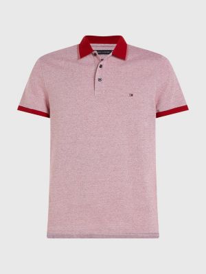 Mouliné Tipped Slim Tommy Fit Hilfiger White Polo | 