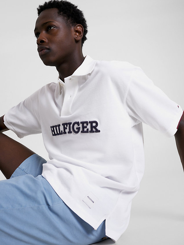 white hilfiger monotype archive fit polo for men tommy hilfiger