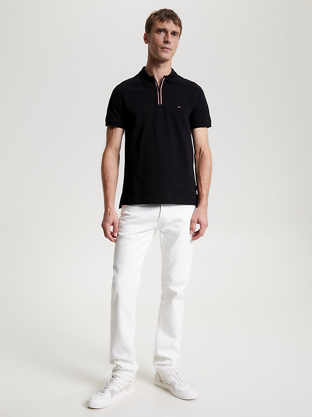 black contrast zip slim fit polo for men tommy hilfiger
