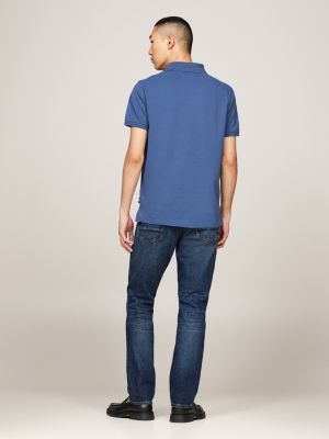Tipped Placket Flag Embroidery Polo | Blue | Tommy Hilfiger