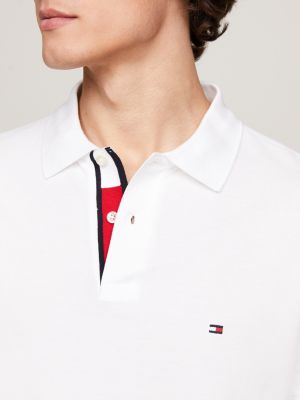 polo con bandierina ricamata bianco da uomini tommy hilfiger