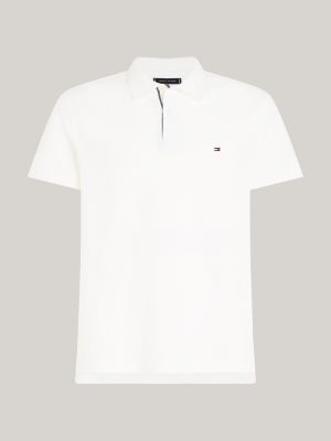 polo con bandierina ricamata bianco da uomini tommy hilfiger