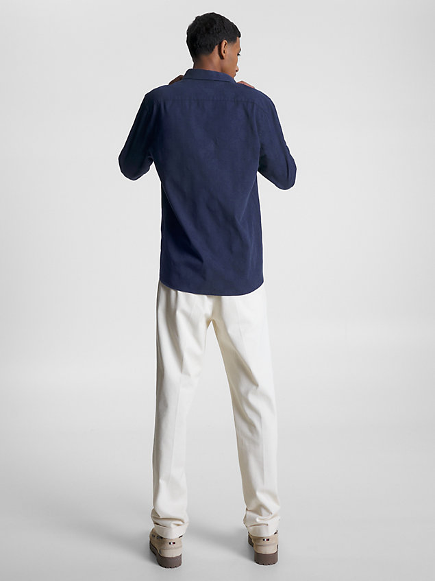 blue regular fit overhemd met ginghamtextuur voor heren - tommy hilfiger
