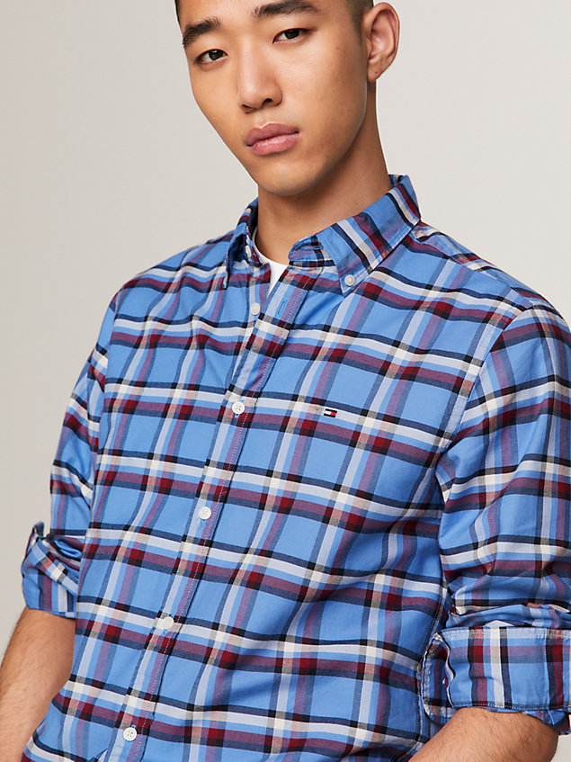 chemise coupe standard global stripe blue pour hommes tommy hilfiger