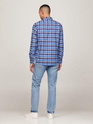chemise coupe standard global stripe blue pour hommes tommy hilfiger