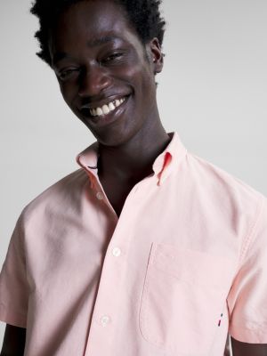 mens pink short sleeve dress shirt